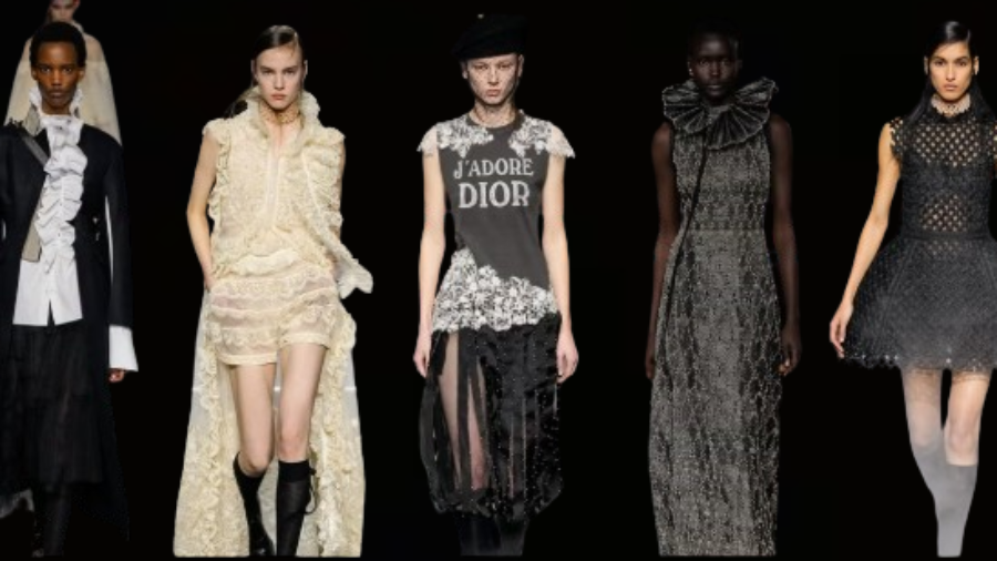 Dior Fall/Winter 2025 runway look with historical fashion influences