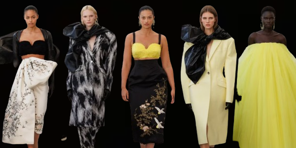Sarah Burton's Givenchy debut at PFW 2025, inspired by 1950s couture, previewed by Elle Fanning at the Oscars.