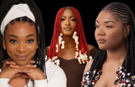 Women flaunting long, healthy braids made from non-toxic, eco-friendly braiding hair brands, showcasing shine, volume, and scalp comfort.