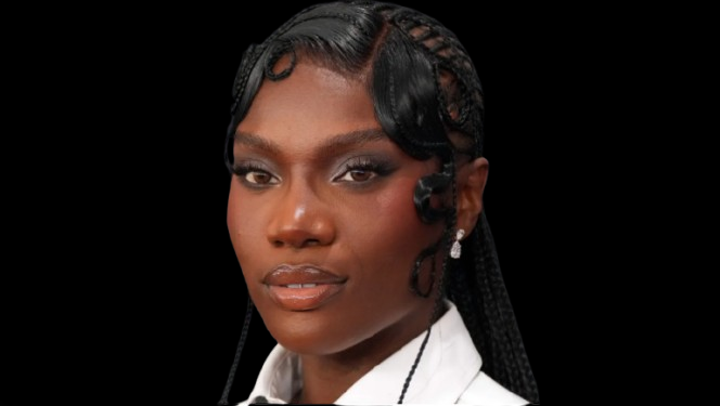 Doechii stuns in micro braids at the Billboard Women in Music Awards, paired with a sheer gown and glowing makeup.