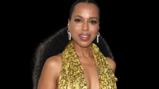 Kerry Washington's low ponytail with sleek roots and voluminous curls, paired with a gold-paillette Burberry dress at the Fashion Trust U.S. Awards.