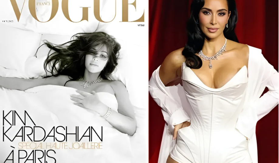 Kim Kardashian’s Luxe Vogue Cover featuring 700 Cartier diamonds and a nearly makeup-free look.