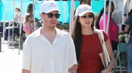 Nina Dobrev and Shaun White holding hands at LA farmers market before breakup.