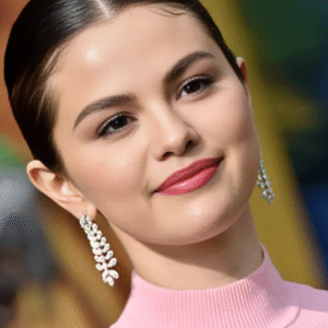 Victoria Canice 5 Selena Gomez wedding beauty look with iridescent manicure, sleek lob hairstyle, and soft glam makeup.