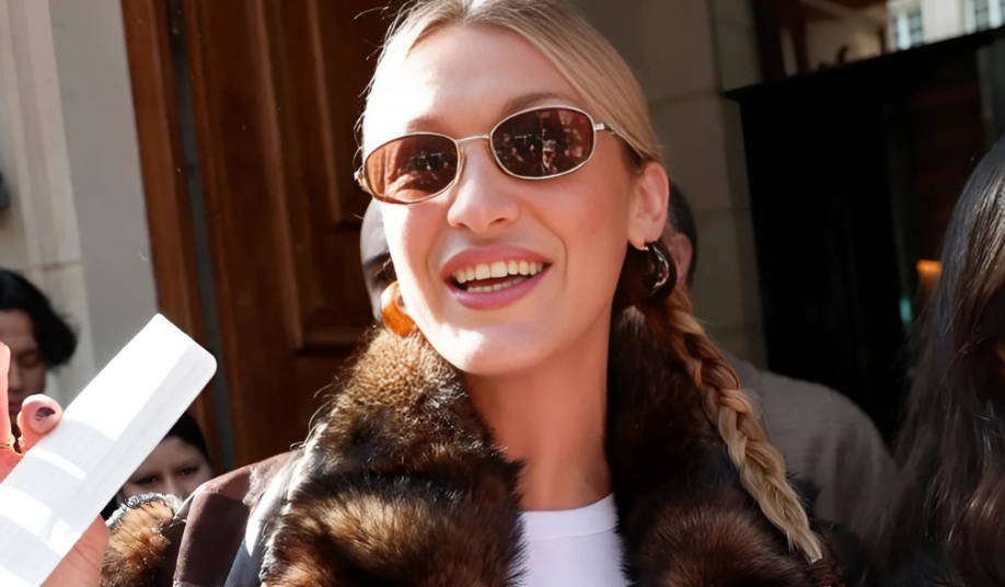 Bella Hadid hot chocolate nails manicure in Paris Fashion Week street style