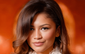 Zendaya at Paris Fashion Week with retro bouffant hairstyle in metallic Louis Vuitton mini dress.