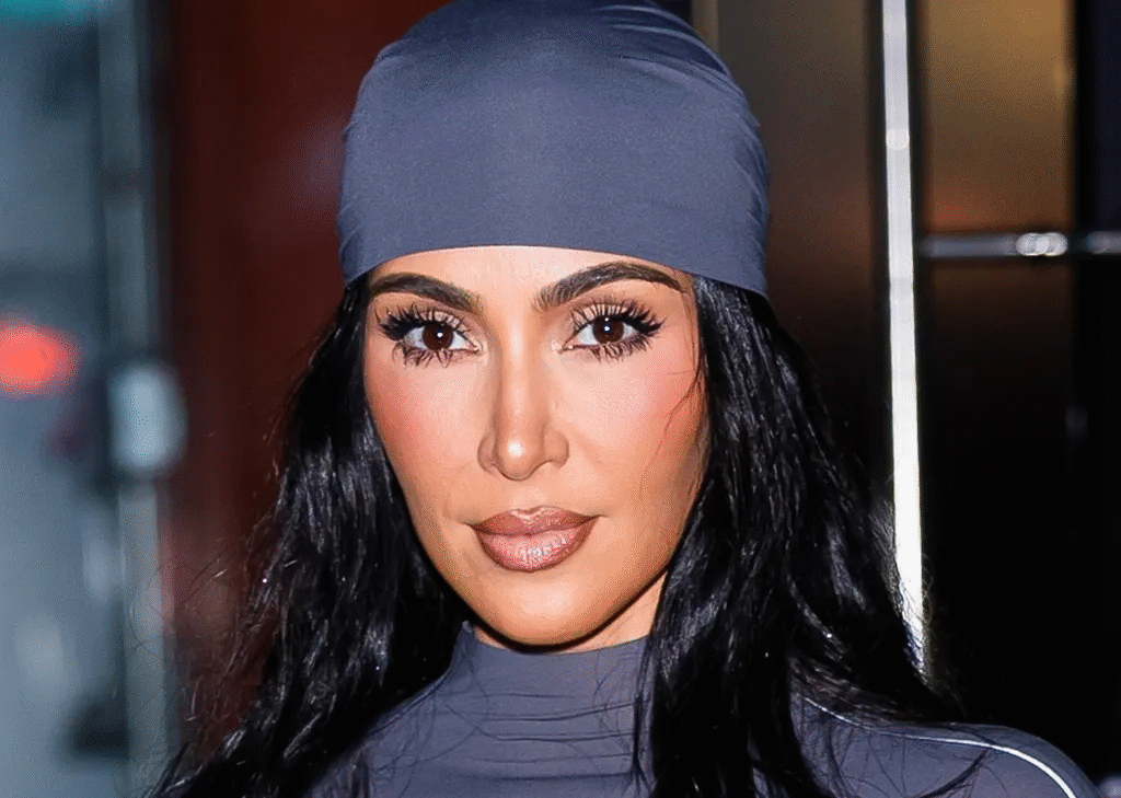 Kim Kardashian laughing while getting her hair styled after failing the California Bar Exam
