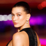 Hailey Bieber cheetah French manicure holiday nail trend