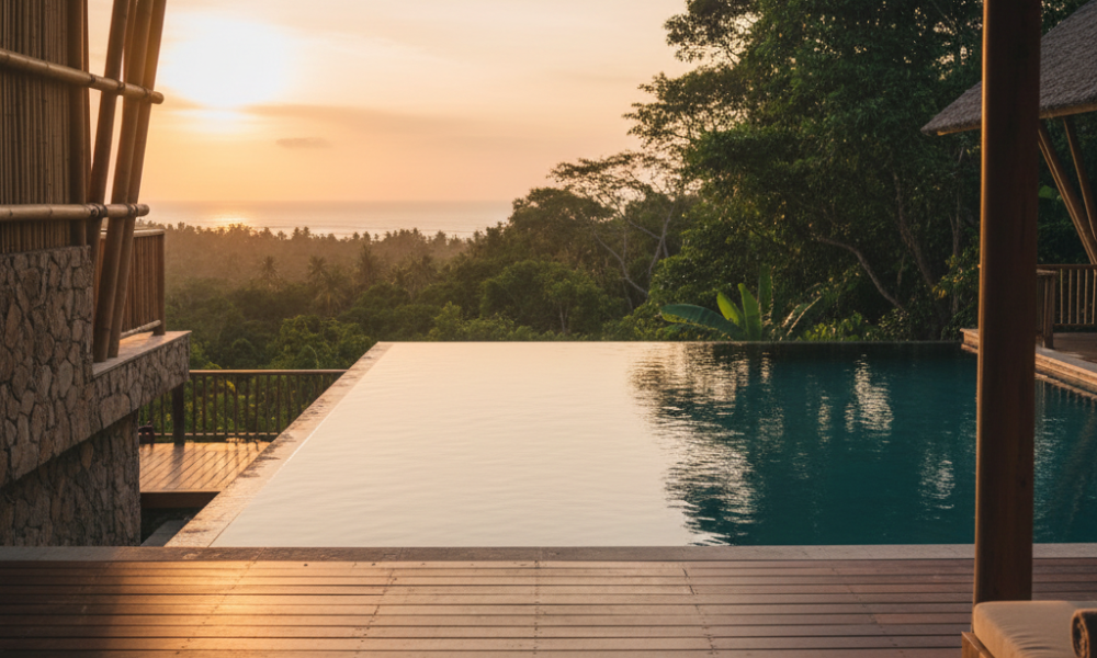 Farm-Forward & Wellness Stays: 7 Retreats Where You’ll Actually Unplug 9 Luxury eco-lodge wellness retreat with infinity pool and ocean view