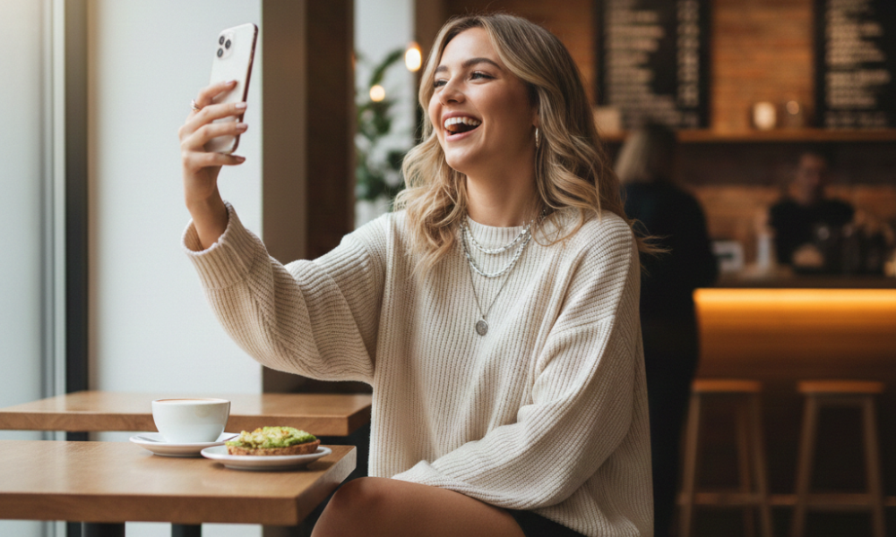 7 Ways to Make Your Dating Profile Work: Video, AI & What Gen Z Prefers 37 Young adult creating a dating profile using AI and video tips on a smartphone