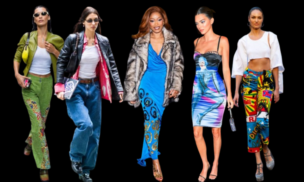 Celebrity wearing modernized vintage Y2K and 90s fashion outfit