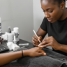 Nail Tech Tech creating AI-generated custom nail designs