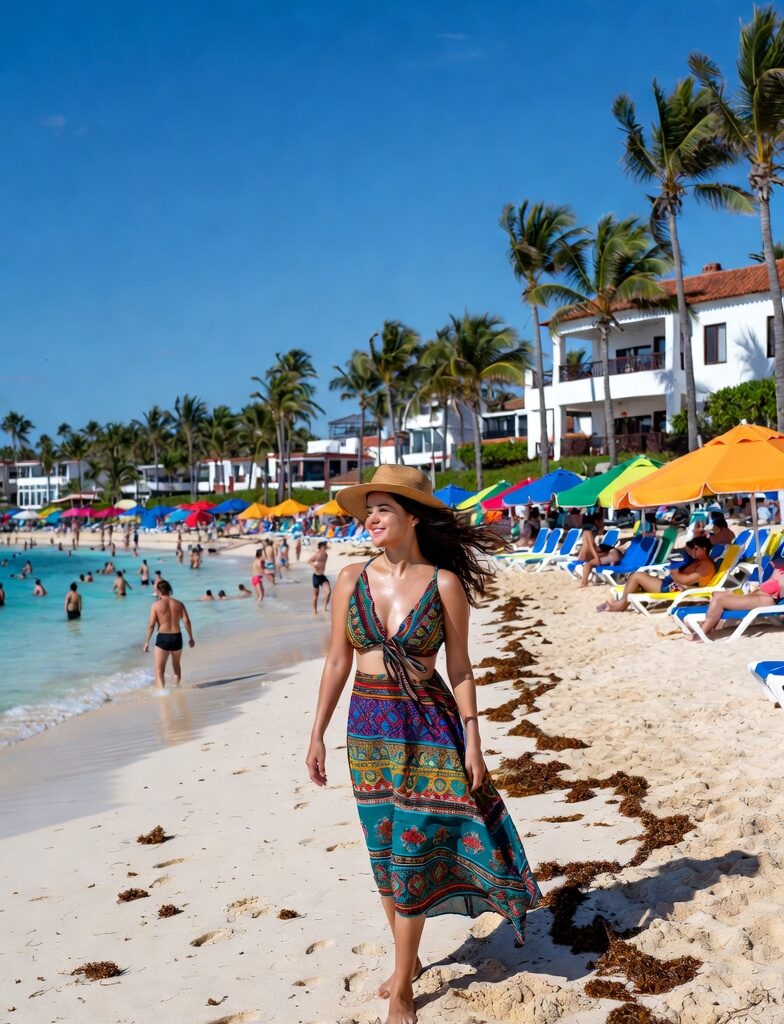 Microcation Guide: 2–4 Day Itineraries That Feel Like a Real Escape 3 A stylish woman enjoying a sunny microcation by the beach, capturing relaxed vacation vibes, warm lighting, and a serene travel escape perfect for lifestyle content.