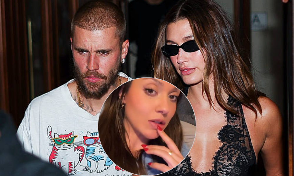 Hailey Bieber reacting to viral TikTok controversy involving Justin Bieber abuse allegations and cease and desist claims