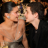 Kylie Jenner reacts emotionally as Timothée Chalamet accepts his Golden Globes award on stage