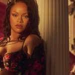 Rihanna posing as Aphrodite in Savage X Fenty Valentine’s Day campaign, showcasing goddess energy, post-baby confidence, and modern femininity