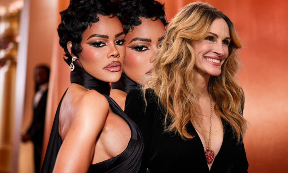 Teyana Taylor and Julia Roberts during Golden Globes body shaming controversy discussion