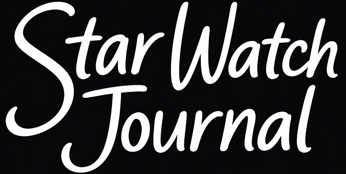 StarWatch Journal white handwritten logo on black background