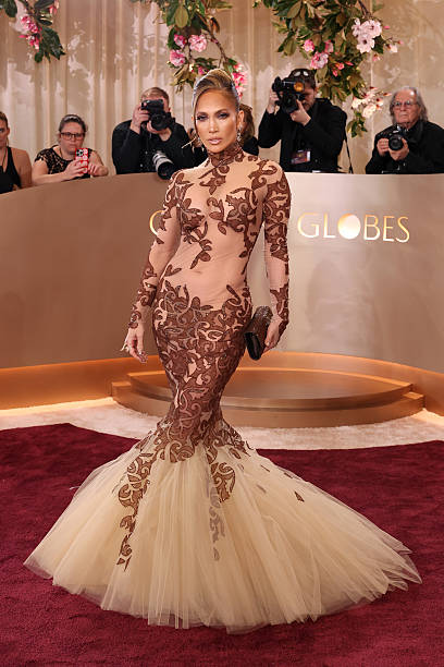 jennifer lopez at the 2026 golden globes awards red carpet